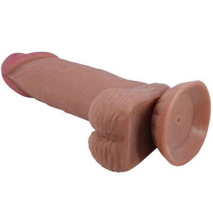 PRETTY LOVE - SLIDING SKIN SERIES REALISTIC DILDO WITH SLIDING SUCTION CUP BROWN SKIN 19.4 CM