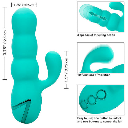 CALEXOTICS - VIBRADOR DOBLE DEL MAR DIVA RABBIR AQUA GREEN POR CALIFORNIA DREAMING