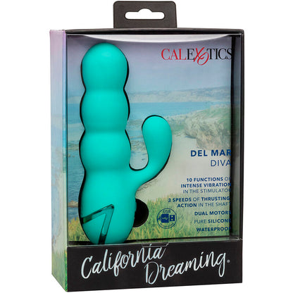 CALEXOTICS - VIBRADOR DOBLE DEL MAR DIVA RABBIR AQUA GREEN POR CALIFORNIA DREAMING