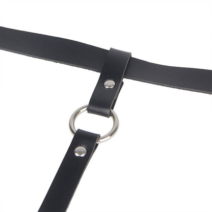 SUBBLIME - LEATHER CHAIN LEG HARNESS BLACK ONE SIZE