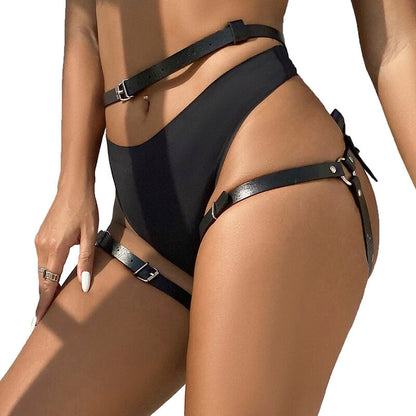 SUBBLIME - CINTURÓN DE CUERO ARNES DE PIERNAS NEGRO TALLA ÚNICA