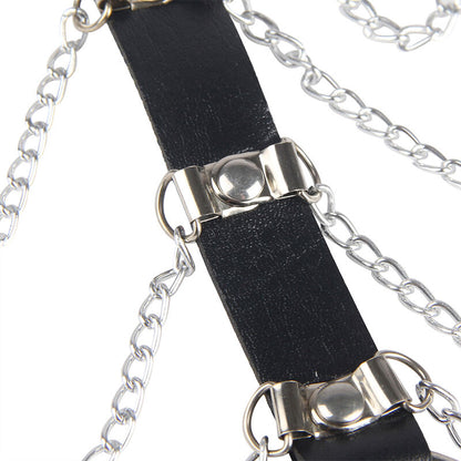 SUBBLIME - LEATHER CHAINS CHEST HARNESS BLACK ONE SIZE