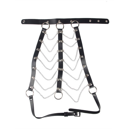 SUBBLIME - LEATHER CHAINS CHEST HARNESS BLACK ONE SIZE