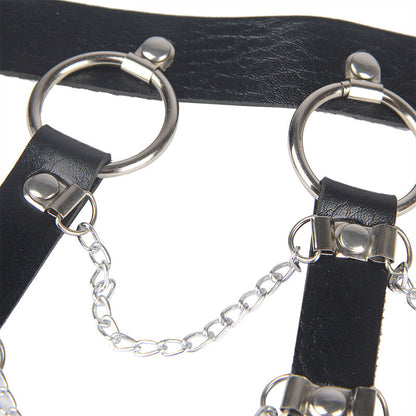 SUBBLIME - LEATHER CHAINS CHEST HARNESS BLACK ONE SIZE