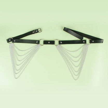 SUBBLIME - BLACK LEATHER CHAIN BELT ONE SIZE