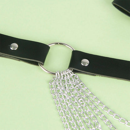 SUBBLIME - BLACK LEATHER CHAIN BELT ONE SIZE