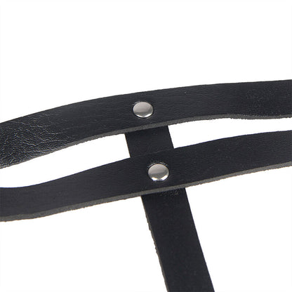 SUBBLIME - BLACK LEATHER RING CHAIN BELT ONE SIZE