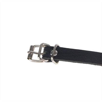 SUBBLIME - BLACK LEATHER RING CHAIN BELT ONE SIZE