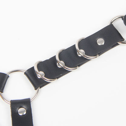 SUBBLIME - GARTER BELT AND HARNESS WITH RINGS AND CHAIN DETAIL ONE SIZE FITS ALL