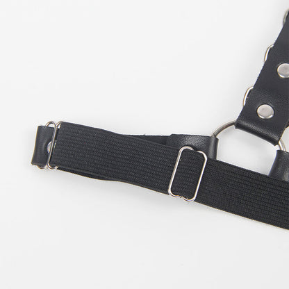 SUBBLIME - GARTER BELT AND HARNESS WITH RINGS AND CHAIN DETAIL ONE SIZE FITS ALL