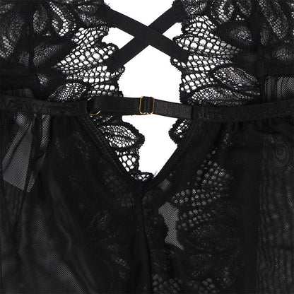 SUBBLIME - TEDDY CUELLO HALTER ESPALDA ABIERTA ENCAJE NEGRO S/M