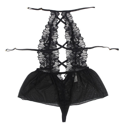 SUBBLIME - TEDDY CUELLO HALTER ESPALDA ABIERTA ENCAJE NEGRO S/M