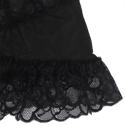 SUBBLIME - BABYDOLL COM ALÇAS AJUSTÁVEIS E ESTAMPADO FLORAL EM RENDA TRANSPARENTE PRETO S/M