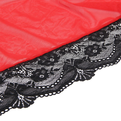 SUBBLIME - BATA TELA TRANSPARENT DETALLE ENCAJE ROJO S/M