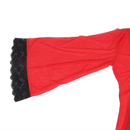 SUBBLIME - BATA TELA TRANSPARENT DETALLE ENCAJE ROJO S/M