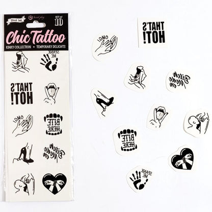SECRET PLAY - CONJUNTO DE 10 TATUAJES TEMPORALES COLECCIÓN KINKY
