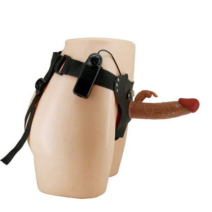 PRETTY LOVE - MARION HARNESS BRAGAS UNIVERSALES CON DILDO VIBRADOR 19 CM MARRÓN