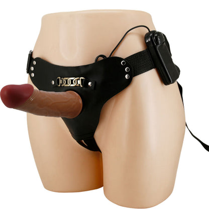 PRETTY LOVE - STARKS MULTI-SPEED VIBRATING DILDO HARNESS 17.5 CM LIGHT BROWN