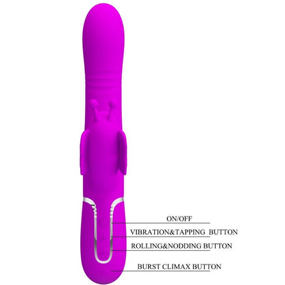 PRETTY LOVE - 4-IN-1 MULTIFUNCTION RABBIT VIBRATOR FUCHSIA BUTTERFLY