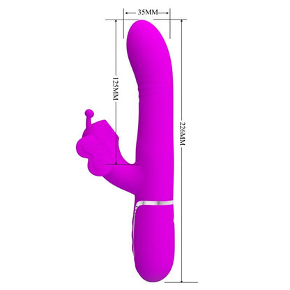 PRETTY LOVE - 4-IN-1 MULTIFUNCTION RABBIT VIBRATOR FUCHSIA BUTTERFLY