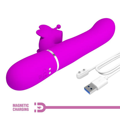 PRETTY LOVE - 4-IN-1 MULTIFUNCTION RABBIT VIBRATOR FUCHSIA BUTTERFLY