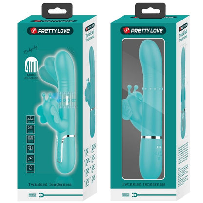 PRETTY LOVE - 4-IN-1 MULTIFUNCTION RABBIT VIBRATOR BUTTERFLY AQUA GREEN
