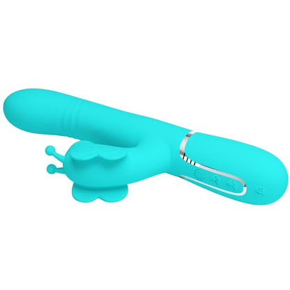 PRETTY LOVE - 4-IN-1 MULTIFUNCTION RABBIT VIBRATOR BUTTERFLY AQUA GREEN
