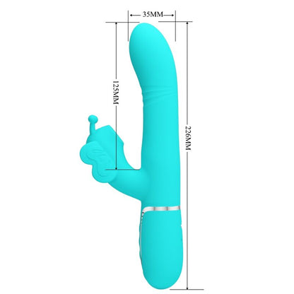PRETTY LOVE - 4-IN-1 MULTIFUNCTION RABBIT VIBRATOR BUTTERFLY AQUA GREEN