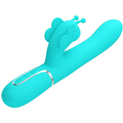 PRETTY LOVE - 4-IN-1 MULTIFUNCTION RABBIT VIBRATOR BUTTERFLY AQUA GREEN