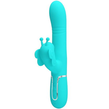 PRETTY LOVE - 4-IN-1 MULTIFUNCTION RABBIT VIBRATOR BUTTERFLY AQUA GREEN