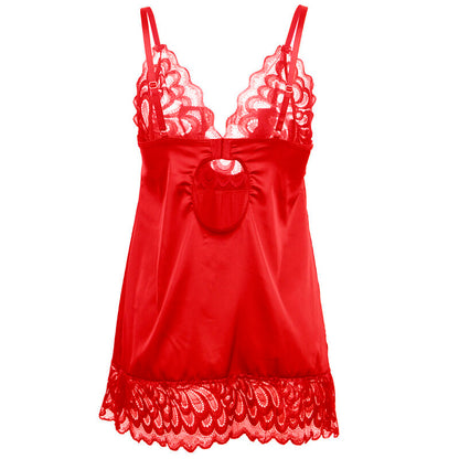 SUBBLIME - SATIN BABYDOLL WITH RED FITTING S/M