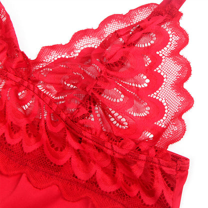 SUBBLIME - SATIN BABYDOLL WITH RED FITTING S/M