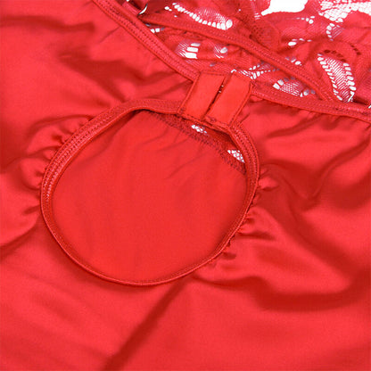 SUBBLIME - SATIN BABYDOLL WITH RED FITTING S/M