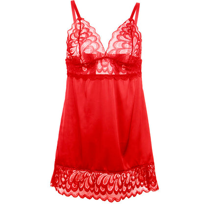 SUBBLIME - SATIN BABYDOLL WITH RED FITTING S/M