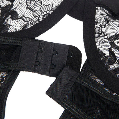 SUBBLIME - TEDDY WITH LIGA DETALLE ENCAJES Y STRAPS NEGRO S/M