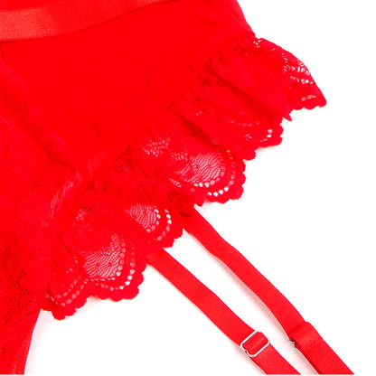 SUBBLIME - TEDDY WITH LIGA DETALLE ENCAJE AND TIRAS RED S/M
