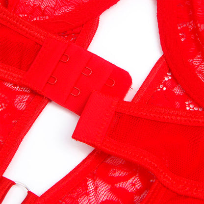 SUBBLIME - TEDDY WITH LIGA DETALLE ENCAJE AND TIRAS RED S/M