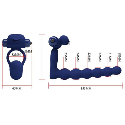 PRETTY LOVE - ANILLO VIBRADOR AJMAL CON PLUG AZUL