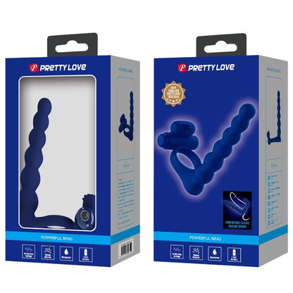PRETTY LOVE - ANILLO VIBRADOR AJMAL CON PLUG AZUL