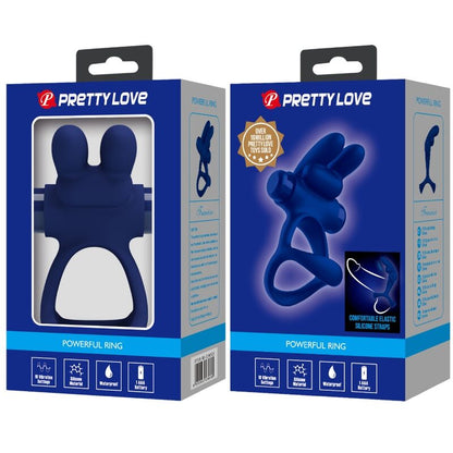 PRETTY LOVE - FRANCISCO ANILLO VIBRADOR DOBLE CONEJITO AZUL