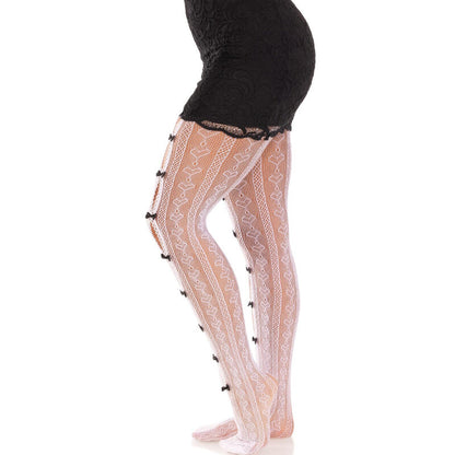 LEG AVENUE - MEDIAS WITH CORAZON OPENINGS &amp; PINK LAZOS