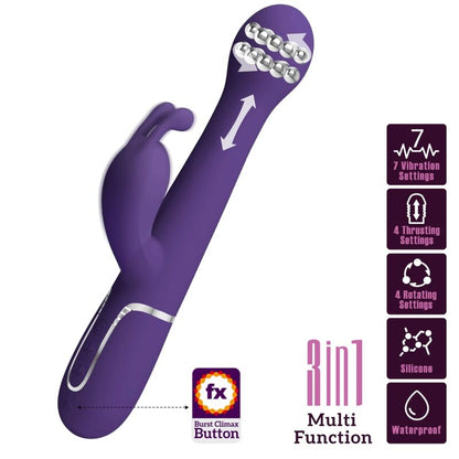 PRETTY LOVE - DEJON 3-IN-1 MULTIFUNCTION PURPLE RABBIT VIBRATOR