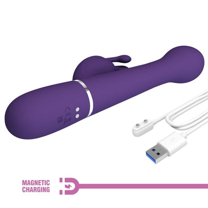 PRETTY LOVE - DEJON 3-IN-1 MULTIFUNCTION PURPLE RABBIT VIBRATOR