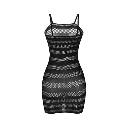 SUBBLIME - 951733 BLACK STRIPE FISHNET DRESS ONE SIZE