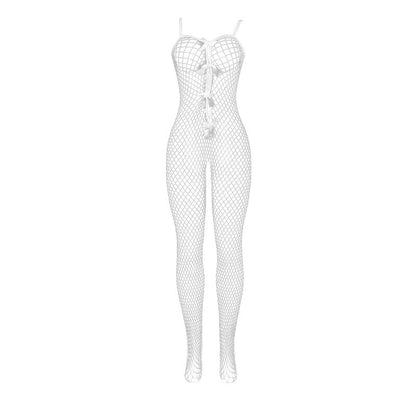 SUBBLIME - 951740 WHITE BODYSTOCKING BOTTOMLESS SEASHELLE WITH LOOPS ONE SIZE