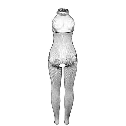 SUBBLIME - 951801 BODYSTOCKING SIN FONDO DE RED Y ENCAJE CON CUELLO ALTO NEGRO TALLA ÚNICA