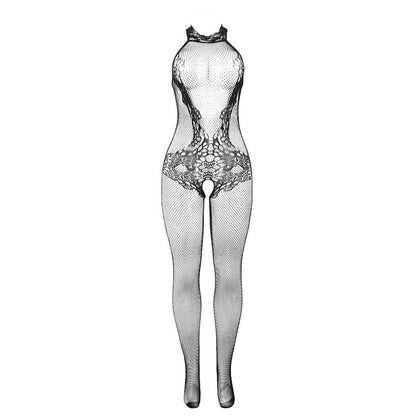 SUBBLIME - 951801 BODYSTOCKING SIN FONDO DE RED Y ENCAJE CON CUELLO ALTO NEGRO TALLA ÚNICA