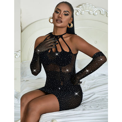 SUBBLIME - 952235 VESTIDO DE RED RED CON STRASS NEGRO TALLA ÚNICA