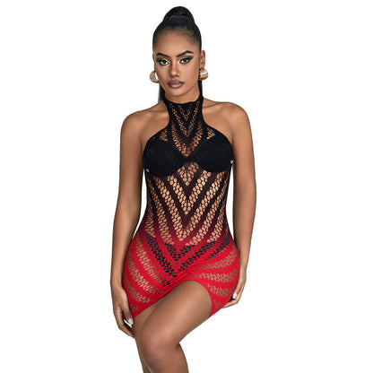 SUBBLIME - 952242 VESTIDO DE RED ELÁSTICA DEGRADADO ROJO Y NEGRO TALLA ÚNICA