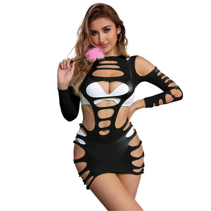 SUBBLIME - 952266 BLACK LONG SLEEVE DRESS WITH ELASTIC NET ONE SIZE